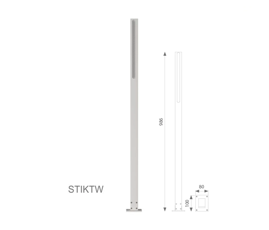 Venkovní LED osvětlení TOWER, barva RAL9010, H-986mm