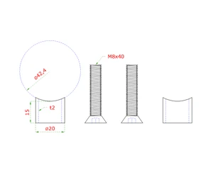 Prechod medzi stĺpom ø 42.4mm a kotviacou platňou, L:15mm - slide 1