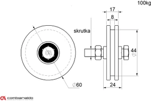 Vodiace koliesko ø 60mm jednoložiskové Combi Arialdo, H profil, nosnosť 100kg - slide 1