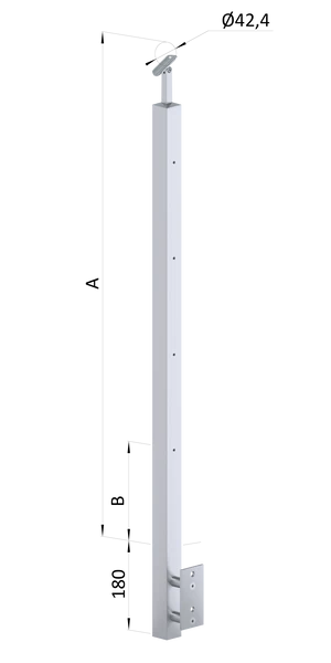 Nerezový stĺp,bočné kotvenie,4 radový M6,vnútorný,vrch nastaviteľný - slide 0