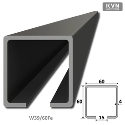 C profil 60x60x4mm, černý pro samonosný systém, v délkach 1, 2, 3, 4, 5, 6m, cena za KUS