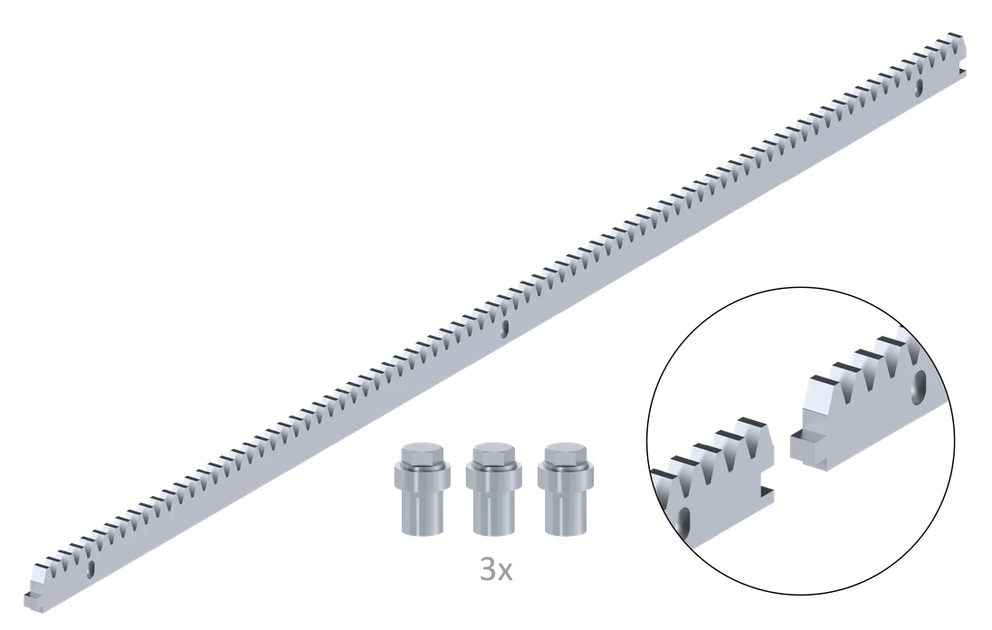 Hřeben kovový 30 x 10 mm, 3x úchyt + šrouby,  1000 mm, Zn, max. do 1700 kg, se zámkem