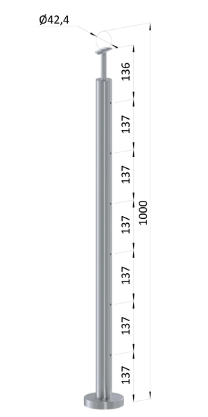 Nerezový stĺp, 6 radový M6, vrch pevný - slide 0