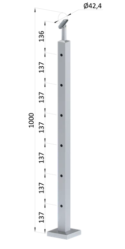 Nerezový sloup, vrchní kotvení, 6děrový koncový