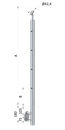 Nerezový sloup, boční kotvení, 4děrový koncový, levý