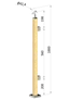 dřevěný sloup, vrchní kotvení, výplň: sklo, pravý, vrch nastavitelný (40x40mm), materiál: buk, broušený povrch s nátěrem BORI (bezbarvý)