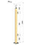 dřevěný sloup, vrchní kotvení, výplň: sklo, pravý, vrch nastavitelný (40x40mm), materiál: buk, broušený povrch s nátěrem BORI (bezbarvý)