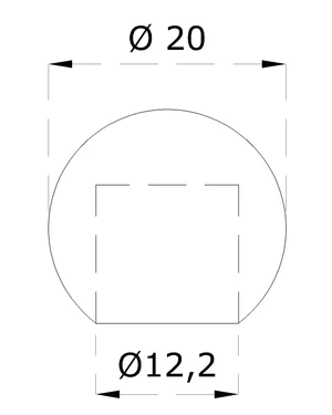 Koule koncová ø 20 mm na trubku ø 12 mm, otvor ø 12,2 mm, broušená nerez K320 / AISI316 - slide 1