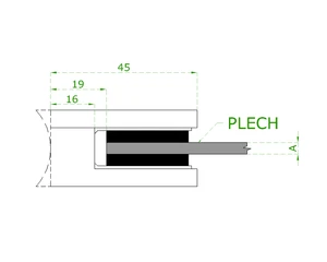 Svorka skla /plechu plochá (45x45x26mm) pre sklo 6-10.76mm, bez uch. skrutky a krytiek na skrutky, leštená nerez /AISI304, balenie neobsahuje gumičky na sklo - slide 3