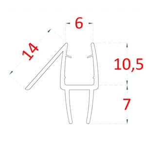 Plastové těsnění na sklo 6 mm, mezi skleněné dveře a stěnu nebo podlahu, 2200 mm - slide 1