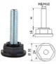 ø-30mm, M10x105mm, H-105mm, bezkloubová plastová nivelační nožička, závitově-nastavitelná