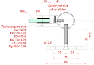 Nerezový sloup, boční kotvení, výplň: sklo, pravý, vrch nastavitelný (ø42,4x2 mm), broušená nerez K320 / AISI304 - slide 4