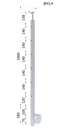 Nerezový sloup, boční kotvení, 6 děrový koncový na lanko, vrch pevný (ø 42.4x2mm), broušená nerez K320 /AISI304