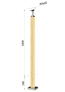 drevený stĺp, vrchné kotvenie, bez výplne, vrch pevný (40x40mm), materiál: buk, brúsený povrch s náterom BORI (bezfarebný)