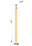 dřevěný sloup, vrchní kotvení, bez výplně, vrch pevný (40x40mm), materiál: buk, broušený povrch s nátěrem BORI (bezbarvý)