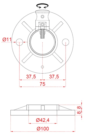 Nerezový sloup, vrchní kotvení, 5 řadový průchodný, vrch pevný (ø 42,4x2 mm), leštěná nerez / AISI304 - slide 4