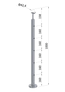 nerezový stĺp, vrchné kotvenie, 5 dierový koncový, vrch pevný (ø 42.4x2mm), leštená nerez /AISI304