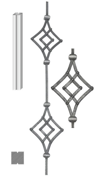 DOPRODEJ Tyč 950x180mm, tloušťka 12x12mm, ornament nýtovaný 12x6mm - slide 0