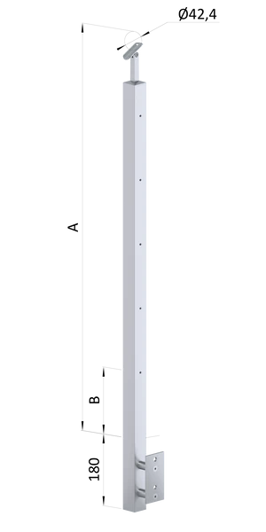 Nerezový stĺp,bočné kotvenie,5 radový M6,vnútorný,vrch nastaviteľný - slide 0