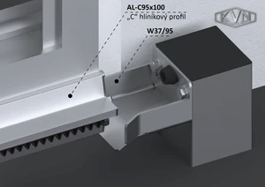 Hliníkový samonosný systém 95x100x11 mm pro posuvné brány do 150 kg / 6,5 m průjezdu (AL-C95x100-6, 2x W38M.AL, W36M.AL, 2x W32M.AL, W37/95, 12x CREM-05AL, 1 pár CREM-ALX) - slide 9