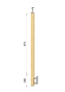 dřevěný sloup, boční kotvení, bez výplně, vnější, vrch pevný, (40x40mm), materiál: buk, broušený povrch s nátěrem BORI (bezbarvý)