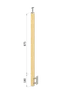 dřevěný sloup, boční kotvení, bez výplně, vnější, vrch pevný, (40x40mm), materiál: buk, broušený povrch s nátěrem BORI (bezbarvý)