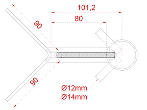 nerezový stĺp, bočné kotvenie rohové, 4 dierový, rohový:90°, vrch pevný (ø 42.4x2mm), brúsená nerez K320 /AISI304 - slide 4