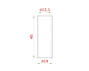 Spoj priamy 40mm ø14mm, na trubku ø12mm dutý materiál,  brúsená nerez K320 /AISI304 - slide 1