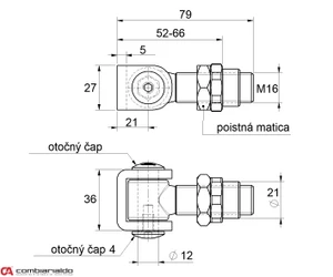 Combi Arialdo navárací záves M16, otvárateľný 90°, nastaviteľný 1D s kontramaticou, čiastočne pozinkovaný - slide 1