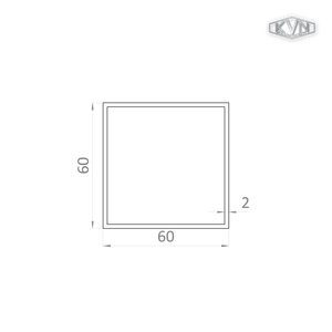 Hliníkový jekl 60x60x2 mm, délka 6000 mm, materiál EN AW-6060 T66, přírodní hliník bez povrchové úpravy, cena za KUS - slide 1