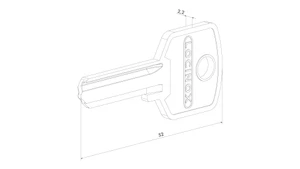 LOCINOX® kľúč pre cylinrickú vložku 3012-54, surový - slide 1