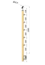 dřevěný sloup, boční kotvení, 5 řadový, průchozí, vnitřní, vrch nastavitelný (ø 42mm), materiál: buk, broušený povrch s nátěrem BORI (bezbarvý)