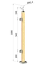 drevený stĺp, vrchné kotvenie, výplň: sklo, ľavý, vrch nastaviteľný (40x40mm), materiál: buk, brúsený povrch s náterom BORI (bezfarebný)