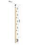dřevěný sloup, boční kotvení, 4 řadový, průchozí, vnitřní, vrch nastavitelný (ø 42mm), materiál: buk, broušený povrch bez nátěru