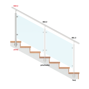 nerezový stĺp, bočné kotvenie, výplň: sklo, pravý, vrch nastaviteľný (ø 42.4x2mm), brúsená nerez K320 /AISI304 - slide 1