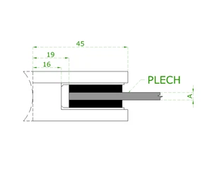 Svorka skla / plechu na trubku ø 42,4 mm (45x45x26 mm), leštěná nerez / AISI304, balení neobsahuje gumičky na sklo - slide 3