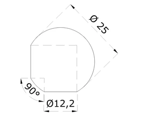 Guľa rohová ø 25mm na trubku ø 12mm, leštená nerez /AISI304 - slide 1