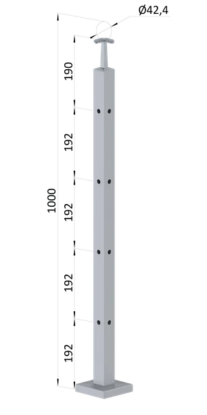 Nerezový sloup, vrchní kotvení, 4děrový rohový - slide 0