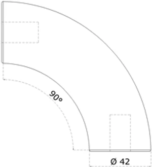 Dřevěný spojovací oblouk (ø 42 mm / 90°), materiál: dub, broušený povrch bez nátěru - slide 1