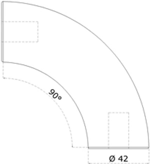 drevený spojovací oblúk (ø 42mm /90°), materiál: dub, brúsený povrch bez náteru - slide 1