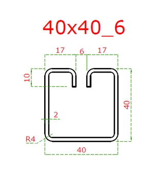 Pozinkovaný profil tvaru U, s drážkou 6mm, cena za 1ks (6m), rozmer: 40x40mm, materiál: DX51D+Z100 - slide 1