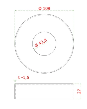 Kryt příruby na trubku ø42.4mm, broušená nerez AISI304 - slide 1