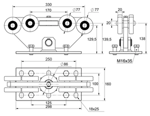 MEDIO-9 samonosný systém 98x98x5mm posuvnej brány do 500kg/8,5m otvor (C399M/Zn 1x6m pozinkovaný profil, C3999M 2ks, C396M 1ks, C397M 1ks, C398M 1ks), intenzívna prevádzka - slide 5