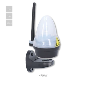 Biele výstražné LED svetlo s anténou, 12/24/230V, AC/DC, držiak pre bočné uchytenie, rozmer ø76x125mm, vyššia svietivosť 739 lux,nespolupracuje s CT-102,CT-202 - slide 0