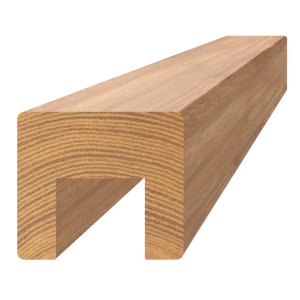 dřevěný profil (45x40mm/L:3000mm) s drážkou 24x22mm, materiál: dub, broušený povrch bez nátěru, balení: PVC fólie, necinkovaný materiál - slide 0