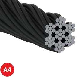 Nerezové lanko ø2 - 6mm (7x7 dr. ) /AISI316, barva: černá (barveno oxidem železa)