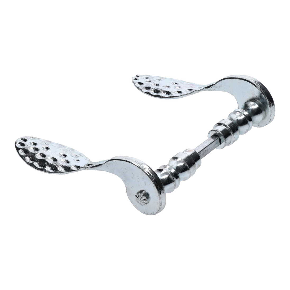 Klika, průměr osazení na štítek 19mm, 85x125mm, bílý zinek, pár