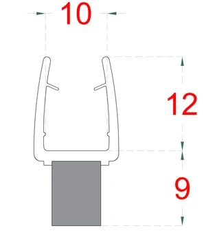 Plastové tesnenie na sklo 10mm, medzi sklenené dvere a stenu alebo podlahu, 2200mm - slide 1