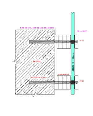Kotvící plotna (175x50x8mm / M10), broušená nerez K320 /AISI304 - slide 2