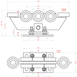Samonosný systém 80x80x5mm pro posuvné brány do 400kg/5.5m, Zn - slide 6